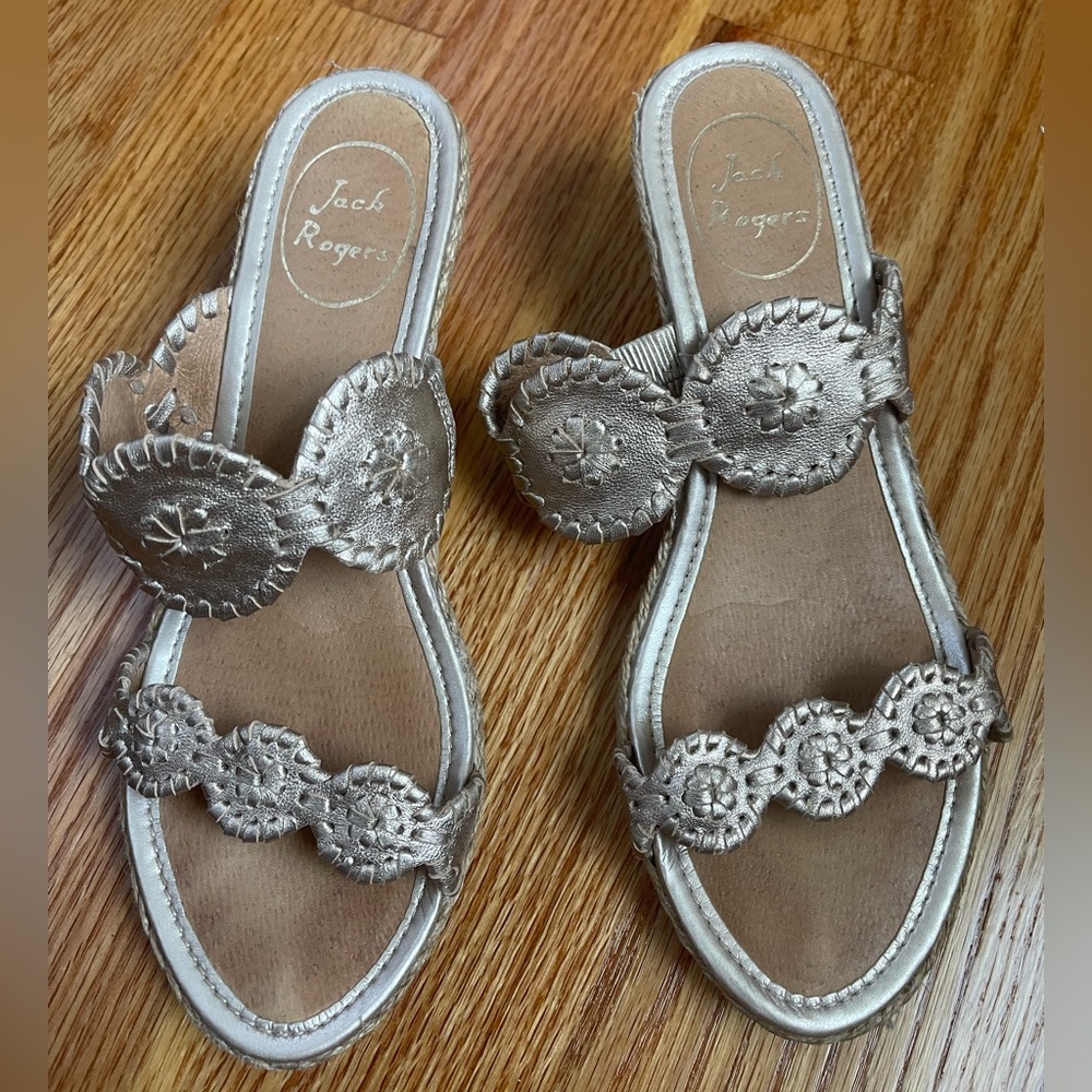 Jack Rogers Platinum Wedge Sandals